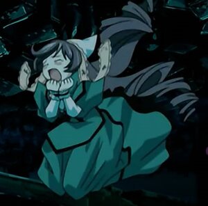 Rating: Safe Score: 0 Tags: 1girl black_hair bound bow closed_eyes dress hair_bow image long_hair long_sleeves open_mouth reiuji_utsuho solo suiseiseki wings User: admin