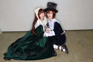 Rating: Safe Score: 0 Tags: 2girls black_dress brown_hair dress green_dress hat holding_hands interlocked_fingers lips long_hair long_sleeves looking_at_viewer multiple_cosplay multiple_girls pantyhose short_hair siblings sisters sitting souseiseki suiseiseki tagme twins white_legwear wide_sleeves User: admin