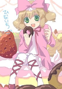 Rating: Safe Score: 0 Tags: 1girl blonde_hair bow doughnut dress food frills green_eyes hair_bow heart hina_ichigo hinaichigo image long_sleeves open_mouth pastry pink_bow ribbon short_hair smile solo striped underwear User: admin