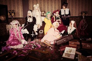 Rating: Safe Score: 0 Tags: blonde_hair book brown_hair dress flower hair_ornament hat long_hair multiple_cosplay multiple_girls petals red_eyes red_hair sitting tagme white_hair User: admin