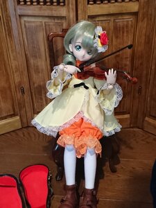 Rating: Safe Score: 0 Tags: 1girl boots doll dress flower frills hair_flower hair_ornament instrument kanaria sitting solo violin white_legwear User: admin
