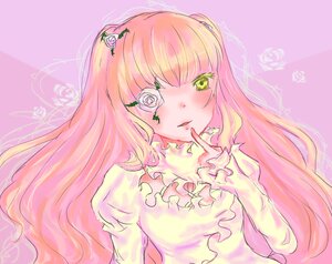 Rating: Safe Score: 0 Tags: 1girl bangs blonde_hair blunt_bangs blush dress flower hair_flower hair_ornament image kirakishou long_hair long_sleeves looking_at_viewer rose solo thorns upper_body User: admin