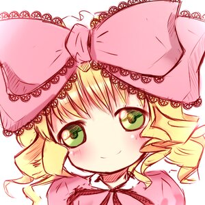 Rating: Safe Score: 0 Tags: 1girl blonde_hair blush green_eyes hat hina_ichigo hinaichigo image looking_at_viewer object_on_head pink_headwear pink_shirt portrait simple_background smile solo white_background User: admin