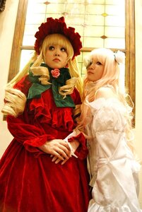 Rating: Safe Score: 0 Tags: 2girls 91076 blonde_hair bonnet dress drill_hair flower long_hair multiple_cosplay multiple_girls red_dress rose shinku tagme window User: admin