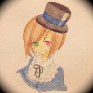Rating: Safe Score: 0 Tags: 1girl bangs blue_ribbon blurry brown_background depth_of_field green_eyes hat heterochromia image long_sleeves looking_at_viewer photo red_eyes ribbon short_hair simple_background solo souseiseki upper_body User: admin