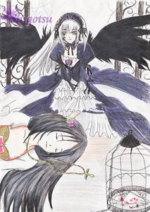 Rating: Safe Score: 0 Tags: 2girls black_hair black_wings closed_eyes dress flower frills hairband image kakizaki_megu long_hair long_sleeves multiple_girls solo suigintou traditional_media very_long_hair watercolor_(medium) wings User: admin