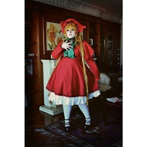 Rating: Safe Score: 0 Tags: 1girl blonde_hair blue_eyes bonnet dress flower full_body indoors little_red_riding_hood_(grimm) long_sleeves pantyhose red_capelet red_dress shinku solo standing white_legwear window User: admin