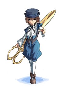 Rating: Safe Score: 0 Tags: 1girl bow brown_hair full_body green_eyes hat heterochromia holding image long_sleeves looking_at_viewer pants red_eyes short_hair smile solo souseiseki standing top_hat User: admin