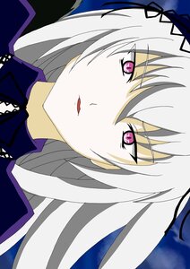 Rating: Safe Score: 3 Tags: 1girl auto_tagged bangs black_ribbon choker dress eyebrows_visible_through_hair hair_ribbon hairband image long_hair looking_at_viewer parted_lips pink_eyes portrait ribbon silver_hair solo suigintou User: admin