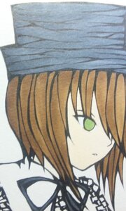 Rating: Safe Score: 0 Tags: 1girl auto_tagged blurry blurry_background blurry_foreground brown_hair depth_of_field green_eyes hair_over_one_eye image short_hair simple_background solo souseiseki User: admin