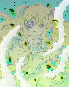Rating: Safe Score: 0 Tags: 1girl abstract bangs blonde_hair blue_eyes image kirakishou long_hair looking_at_viewer solo User: admin