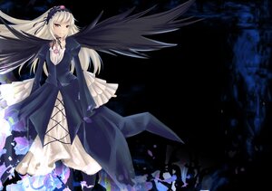 Rating: Safe Score: 0 Tags: 1girl black_dress black_ribbon black_wings dress floating_hair flower frills hairband image long_hair long_sleeves looking_at_viewer petals purple_flower red_eyes ribbon rose silver_hair solo suigintou very_long_hair wide_sleeves wings User: admin