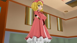 Rating: Safe Score: 0 Tags: 1girl blonde_hair bow breasts door dress frills green_eyes hinaichigo image long_sleeves looking_at_viewer red_dress short_hair solo standing window User: admin