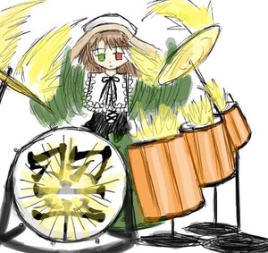 Rating: Safe Score: 0 Tags: 1girl blonde_hair brown_hair dress green_eyes hat head_scarf heterochromia image long_hair long_sleeves motion_blur red_eyes simple_background solo suiseiseki white_background User: admin