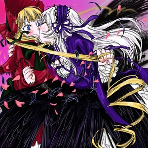 Rating: Safe Score: 0 Tags: 2girls black_wings blonde_hair blue_eyes blush bonnet dress flower frills image kiss long_hair long_sleeves multiple_girls pair petals ribbon rose rose_petals shinku silver_hair suigintou very_long_hair wings yuri User: admin