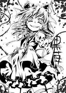 Rating: Safe Score: 0 Tags: 1girl animal_ears cat_ears dress fingernails greyscale grin hat hinaichigo image monochrome smile solo User: admin