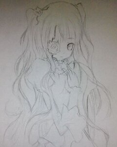 Rating: Safe Score: 0 Tags: 1girl dress greyscale image kirakishou long_hair looking_at_viewer monochrome sketch solo traditional_media two_side_up User: admin