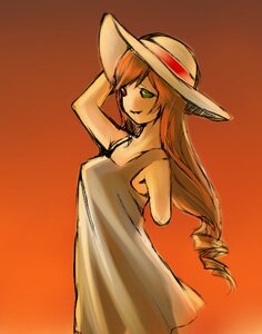 Rating: Safe Score: 0 Tags: 1girl breasts dress green_eyes hat heterochromia image long_hair simple_background smile solo suiseiseki sundress very_long_hair white_dress User: admin