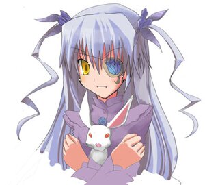 Rating: Safe Score: 0 Tags: 1girl artist_request bangs barasuishou eyepatch hair_ribbon image long_hair long_sleeves looking_at_viewer lowres ribbon rozen_maiden silver_hair simple_background solo two_side_up upper_body white_background yellow_eyes User: admin