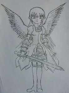 Rating: Safe Score: 0 Tags: 1girl boots greyscale image lineart monochrome pointy_ears solo suigintou sword thighhighs traditional_media weapon wings User: admin