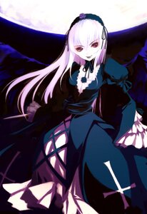 Rating: Safe Score: 0 Tags: 1girl albino bangs black_wings chinchickrin cross_print dagger detached_collar dress flower frills hairband holding holding_weapon image juliet_sleeves knife lipstick long_hair long_sleeves looking_at_viewer makeup moon night open_mouth photoshop_(medium) pink_eyes puffy_sleeves red_eyes ribbon rose rozen_maiden silver_hair smile solo standing suigintou very_long_hair weapon white_hair wings User: admin