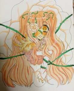 Rating: Safe Score: 0 Tags: 1girl flower hair_flower hair_ornament image kirakishou long_hair marker_(medium) monster_girl pink_hair solo traditional_media very_long_hair watercolor_(medium) User: admin