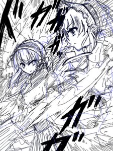Rating: Safe Score: 0 Tags: 2girls auto_tagged battle flower hairband image lolita_hairband long_hair looking_at_viewer monochrome multiple_girls pair rose serious shinku sketch suigintou User: admin