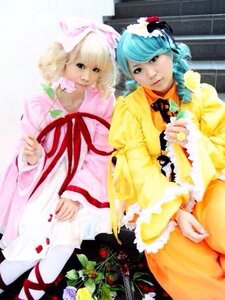 Rating: Safe Score: 0 Tags: 2girls blonde_hair blue_hair dress flower frills multiple_cosplay multiple_girls petals ribbon rose short_hair tagme User: admin