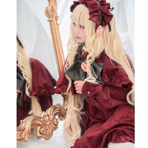 Rating: Safe Score: 0 Tags: 1girl bangs blonde_hair blue_eyes bow curtains dress flower hair_bow lips long_hair long_sleeves red_dress shinku sitting solo very_long_hair User: admin