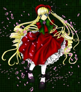 Rating: Safe Score: 0 Tags: 1girl argyle argyle_background blonde_hair blue_eyes bonnet bow bowtie checkered checkered_background checkered_floor cherry_blossoms dress flower image long_hair long_sleeves petals pink_flower pink_rose plaid_background red_dress rose rose_petals shinku solo tile_floor tiles very_long_hair User: admin