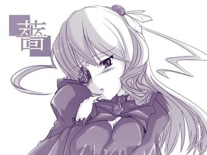 Rating: Safe Score: 0 Tags: 1girl barasuishou blush flower hair_flower hair_ornament image long_hair long_sleeves monochrome purple_theme rose solo striped suigintou upper_body User: admin