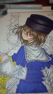 Rating: Safe Score: 0 Tags: 1girl auto_tagged blue_dress blue_headwear brown_hair capelet dress frills green_eyes hat heterochromia image long_sleeves looking_at_viewer looking_back red_eyes short_hair smile solo souseiseki suiseiseki traditional_media User: admin