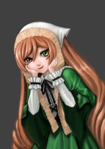 Rating: Safe Score: 0 Tags: 1girl blurry brown_hair depth_of_field dress green_dress green_eyes grey_background hands_on_own_face heterochromia image long_hair long_sleeves looking_at_viewer red_eyes simple_background smile solo suiseiseki very_long_hair User: admin
