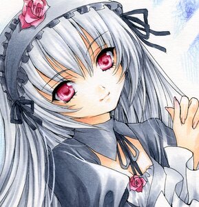 Rating: Safe Score: 0 Tags: 1girl black_ribbon closed_mouth flower frills hairband image lolita_fashion lolita_hairband long_hair looking_at_viewer marker_(medium) millipen_(medium) pastel_(medium) pink_eyes pink_rose red_eyes red_flower red_rose ribbon rose silver_hair smile solo suigintou traditional_media User: admin