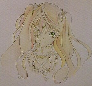 Rating: Safe Score: 0 Tags: 1girl bangs blonde_hair buttons closed_mouth green_eyes hair_ornament image kirakishou long_hair looking_at_viewer photo smile solo traditional_media upper_body User: admin