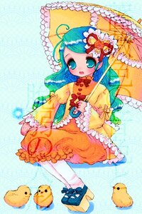 Rating: Safe Score: 0 Tags: 1girl aqua_eyes bird blush chick flower frills holding_umbrella image kanaria open_mouth parasol rubber_boots solo umbrella User: admin