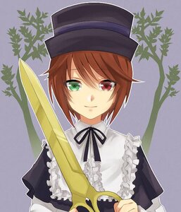 Rating: Safe Score: 0 Tags: 1girl brown_hair frills green_eyes hat heterochromia image leaf long_sleeves looking_at_viewer neck_ribbon plant potted_plant red_eyes ribbon short_hair smile solo souseiseki tanabata tanzaku top_hat upper_body vines User: admin