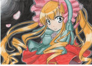 Rating: Safe Score: 0 Tags: 1990s_(style) 1girl blonde_hair blue_eyes dress drill_hair flower image long_hair marker_(medium) millipen_(medium) nib_pen_(medium) pastel_(medium) photo pink_flower pink_rose ringlets rose shikishi shinku solo traditional_media twin_drills very_long_hair watercolor_(medium) User: admin