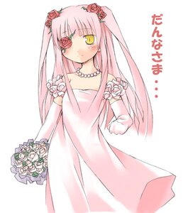 Rating: Safe Score: 0 Tags: 1girl bare_shoulders blush bouquet bride dress elbow_gloves eyepatch flower flower_eyepatch gloves hair_flower hair_ornament image jewelry kirakishou long_hair necklace nu_(plastic_eraser) pink_dress pink_hair pink_rose red_flower red_rose rose rozen_maiden simple_background smile solo translated veil wedding_dress yellow_eyes User: admin