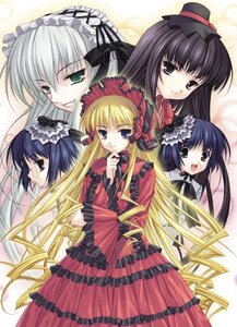 Rating: Safe Score: 0 Tags: 5girls blonde_hair blue_eyes blue_hair blunt_bangs bow brown_hair dress frills hat image long_hair long_sleeves looking_at_viewer multiple_girls pair red_dress shinku silver_hair smile suigintou top_hat twintails User: admin
