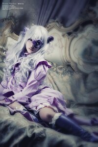 Rating: Safe Score: 0 Tags: 1girl barasuishou boots dress frills hair_ornament kneehighs long_hair long_sleeves sitting solo white_hair User: admin