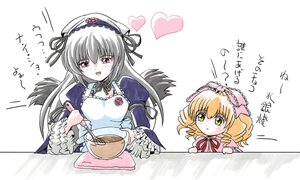 Rating: Safe Score: 0 Tags: 2girls black_wings blonde_hair blush bow chocolate chocolate_making cooking dress drill_hair food frills hairband heart hina_ichigo hinaichigo image imai_kazunari long_hair long_sleeves mixing_bowl multiple_girls open_mouth overexposure pair pink_bow rozen_maiden shinku silver_hair suigintou translated whisk whisking white_background wings User: admin