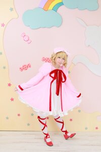 Rating: Safe Score: 0 Tags: 1girl blonde_hair cloud dress hat hinaichigo red_footwear ribbon shoes solo star_(symbol) starfish striped vertical_stripes User: admin