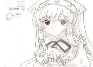 Rating: Safe Score: 0 Tags: 1girl auto_tagged bangs eyebrows_visible_through_hair green_eyes heterochromia image long_hair looking_at_viewer monochrome red_eyes simple_background solo spot_color suiseiseki upper_body white_background User: admin