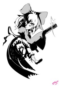 Rating: Safe Score: 0 Tags: 1girl bloomers bow full_body greyscale hair_bow hinaichigo image long_hair monochrome signature smile solo User: admin