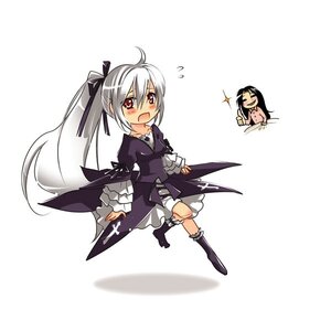 Rating: Safe Score: 0 Tags: 2girls alternate_hairstyle black_hair blush boots caffein chibi dress gothic_lolita image kakizaki_megu lolita_fashion long_hair multiple_girls open_mouth ponytail red_eyes ribbon rozen_maiden silver_hair solo sparkle suigintou very_long_hair yowane_haku User: admin