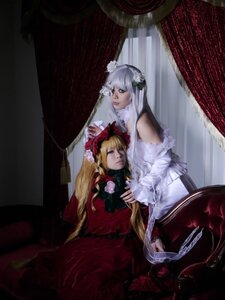 Rating: Safe Score: 0 Tags: 2girls blonde_hair curtains dress flower lips long_hair multiple_cosplay multiple_girls realistic red_dress shinku sitting tagme very_long_hair User: admin