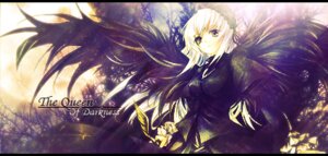 Rating: Safe Score: 0 Tags: 1girl black_dress copyright_name dress feathers flower frills hairband image letterboxed long_hair long_sleeves looking_at_viewer pillarboxed puffy_sleeves rose solo suigintou very_long_hair white_hair wings User: admin