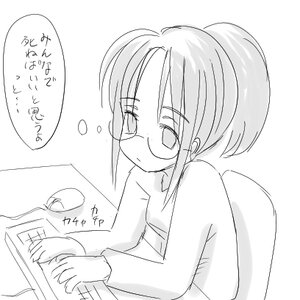 Rating: Safe Score: 0 Tags: 1girl computer glasses greyscale human image kusabue_mitsu monochrome ponytail sketch solo striped tail User: admin