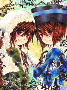 Rating: Safe Score: 0 Tags: 2girls brown_hair dress hat heterochromia image multiple_girls pair red_eyes short_hair siblings sisters smile souseiseki suiseiseki twins User: admin